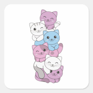 Intersex vlag Cat Pride Lgbtq Cute Cat Square Stic Vierkante Sticker