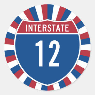 Interstaat 12 ronde sticker