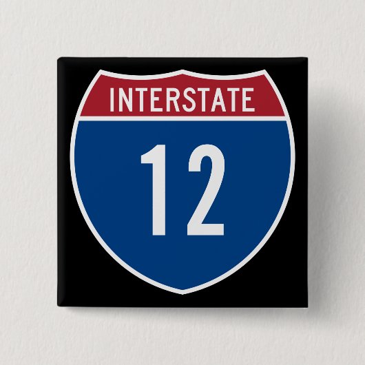 Interstaat 12 vierkante button 5,1 cm (Voorkant)