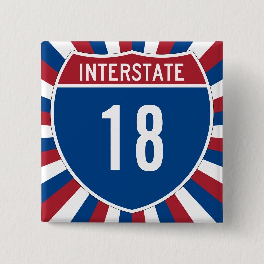 Interstaat 18 vierkante button 5,1 cm (Voorkant)