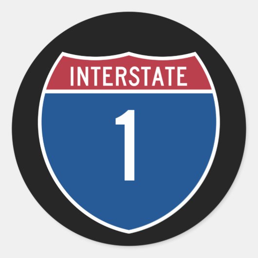 Interstaat 1 ronde sticker (Voorkant)