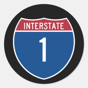 Interstate 1 ronde sticker