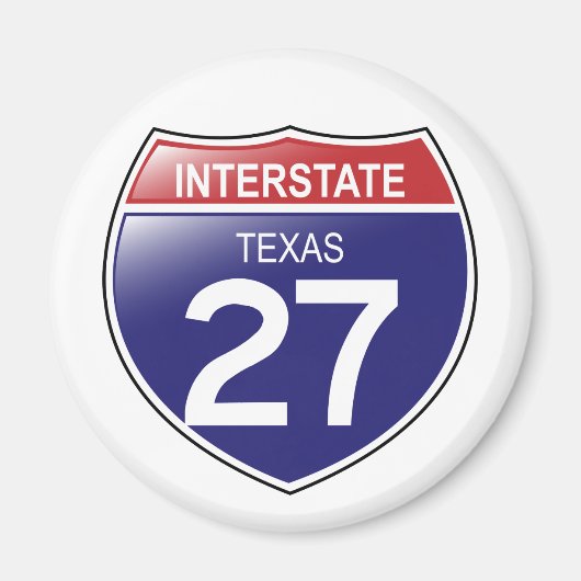 Interstate 27 Texas Magnet Magneet (Voorkant)