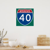 Interstate 40 (I-40) verkeersbord Poster (Keuken)