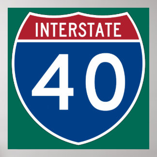Interstate 40 (I-40) verkeersbord Poster