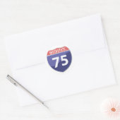 Interstate 75 (I-75) Wegrit Ronde Sticker (Envelop)