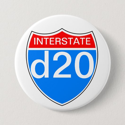 Interstate d20 ronde button 7,6 cm (Voorkant)