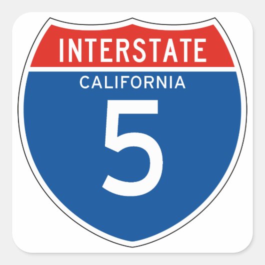 Interstate Sign 5 - California Vierkante Sticker (Voorkant)