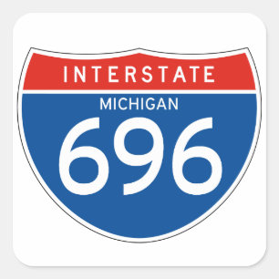 Interstate Sign 696 - Michigan Vierkante Sticker