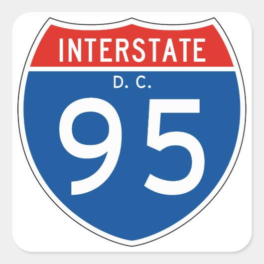 Interstate Sign 95 - District of Columbia Vierkante Sticker (Voorkant)