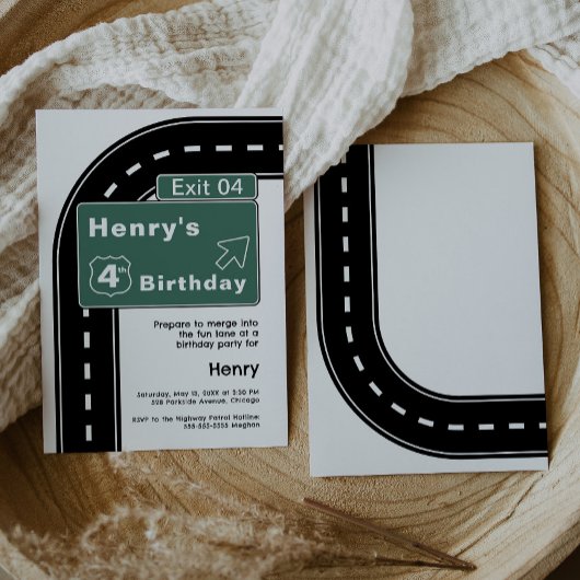 Interstate Sign Birthday Invitation Kaart