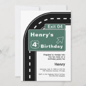 Interstate Sign Birthday Invitation Kaart (Voorkant)