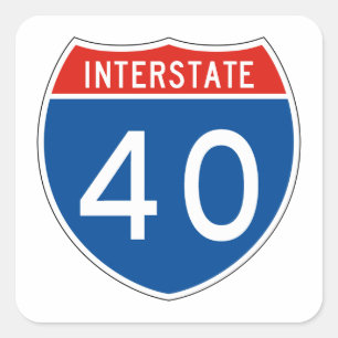 Interstatenbord 40 vierkante sticker