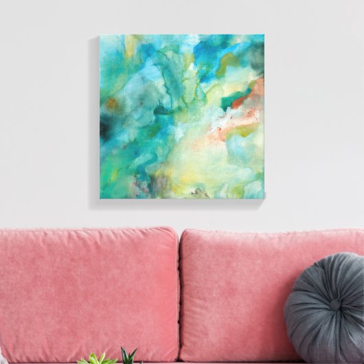 Interstellair | Blauwgroen blauw luchtruim Canvas Afdruk (Insitu (Woonkamer))