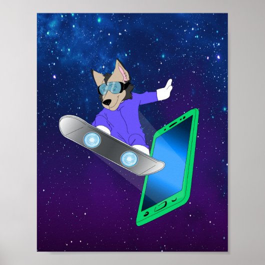 Interstellaire pup op een surfplank poster (Voorkant)