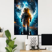 Interstellaire reiziger Astronaut Aarde Ruimtekuns Poster (Thuiskantoor)