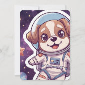 Interstellar Paws - Schattigee ruimtehond in avont Kaart (Achterkant)