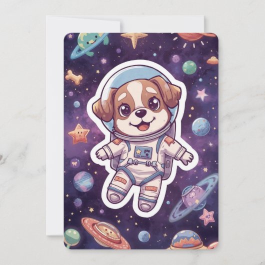 Interstellar Paws - Schattigee ruimtehond in avont Kaart (Voorkant)