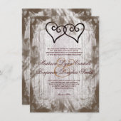 Intertwind Double Hearts Rustic Wedding Invites Kaart (Voorkant / Achterkant)