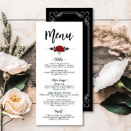 Intertwined Romantic Red Rose Flat Plate Menu