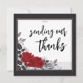Intertwined Romantic Red Roses Flat Bedankkaart (Voorkant)