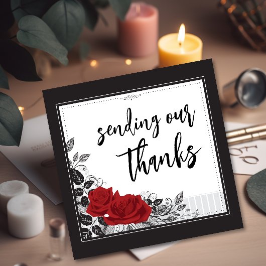 Intertwined Romantic Red Roses Flat Bedankkaart