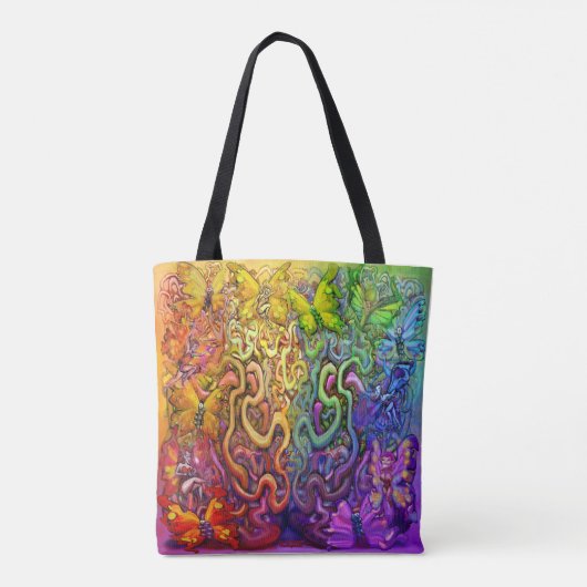 Interwoven regenboog van de Faeries-Canvas tas (Achterkant)