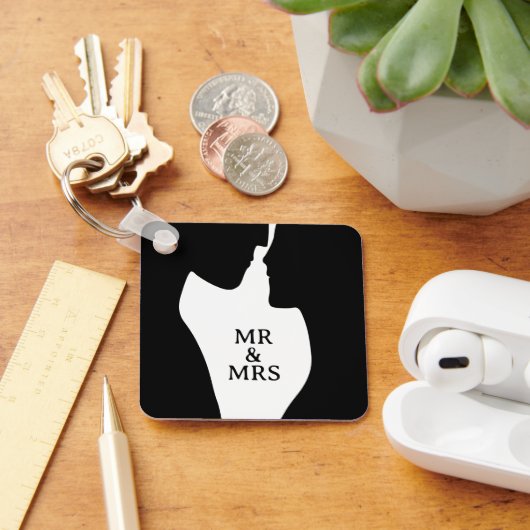 Intiem koppel kussen silhouet Mr en Mrs. Sleutelhanger (Bureau)