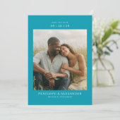 Intimate Teal Modern Photo Save The Date (Staand voorkant)