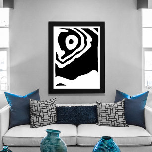Into the Deep: Abstract Zwart & Wit Canvas Afdruk