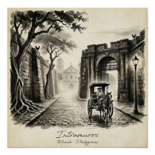 Intramuros Manila Kalesa Erfgoed Perfect Poster