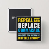 Intrekking en vervanging van Obamacare Vierkante Button 5,1 Cm (Voorkant /achterkant)