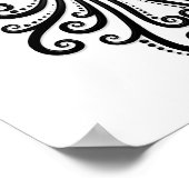 Intricate Black Aquarius Zodiac on White Poster (Hoek)