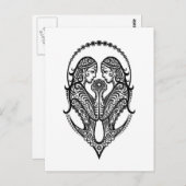 Intricate Black Gemini Zodiac op White Briefkaart (Voorkant / Achterkant)
