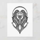 Intricate Black Gemini Zodiac op White Briefkaart (Voorkant)
