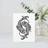 Intricate Black Pisces Zodiac op White Briefkaart (Staand voorkant)