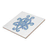 Intricate Blue Octopus Tegeltje (Zijkant)