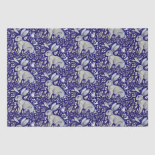 Intricate Blue Rabbit Bird Morris Style Pattern Tissuepapier