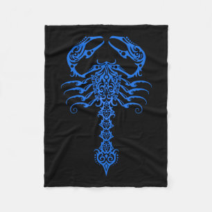 Intricate Blue Tribal Scorpion Fleece Deken