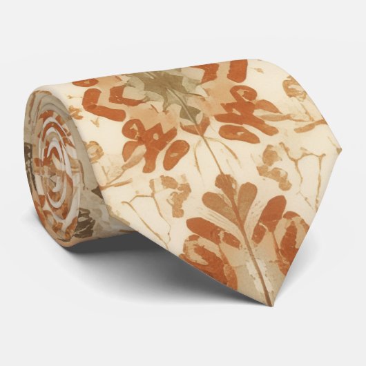 Intricate Bohemian Tile Pattern in Earthy Terracot Stropdas (Opgerold)