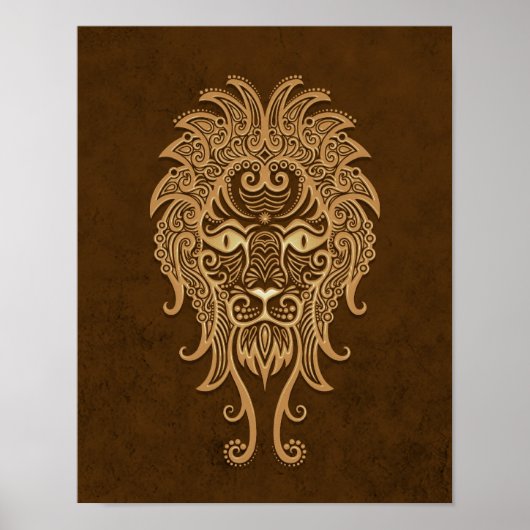 Intricate Brown Leo Zodiac Poster (Voorkant)