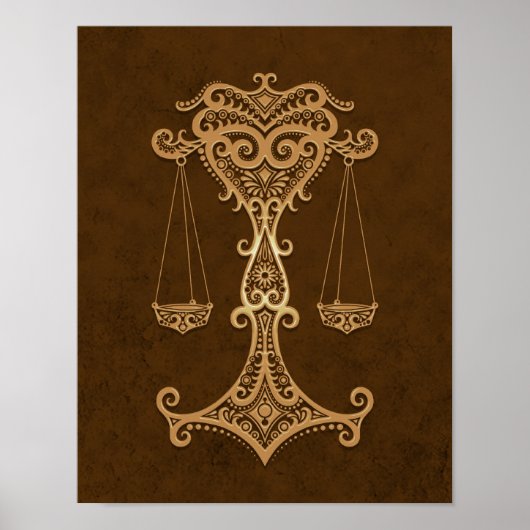 Intricate Brown Libra Zodiac Poster (Voorkant)