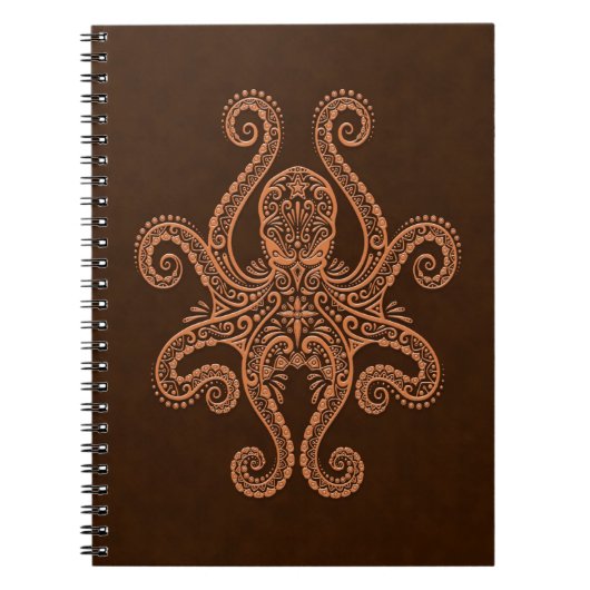 Intricate bruine octopus notitieboek (Voorkant)