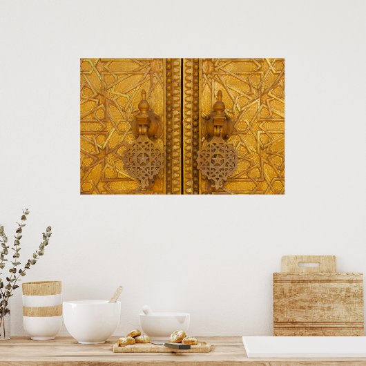 Intricate filigree gates of the Fez palace Poster (Keuken)