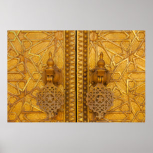 Intricate filigree gates of the Fez palace Poster