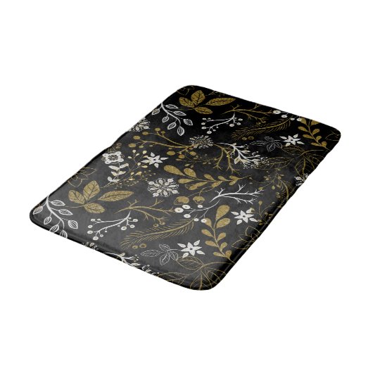 Intricate floral pattern with gold and white  badmat (Gekanteld)