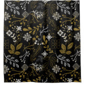 Intricate floral pattern with gold and white douchegordijn (Voorkant)