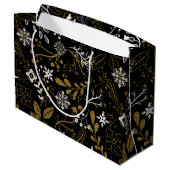 Intricate floral pattern with gold and white  groot cadeauzakje (Achterkant Gekanteld)