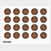 Intricate Golden Red Octopus Ronde Sticker (Vel)