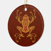 Intricate gouden kikker keramisch ornament (Links)